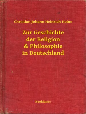 cover image of Zur Geschichte der Religion & Philosophie in Deutschland